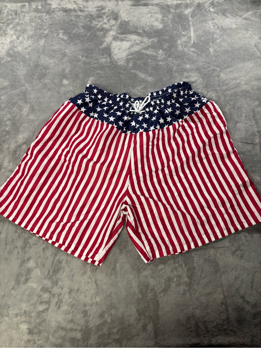 American Flag Print Men's Swim Trunks - Red/White/Blue